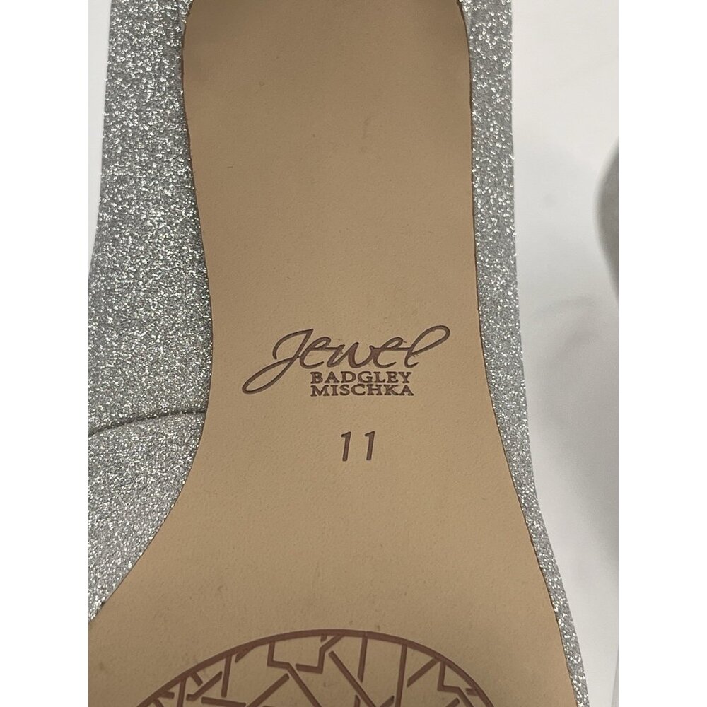 JEWEL BADGLEY MISCHKA Women's Sparkly Silver Kitten Heel Pointed Toe Shoes US 11 - Picture 7 of 8